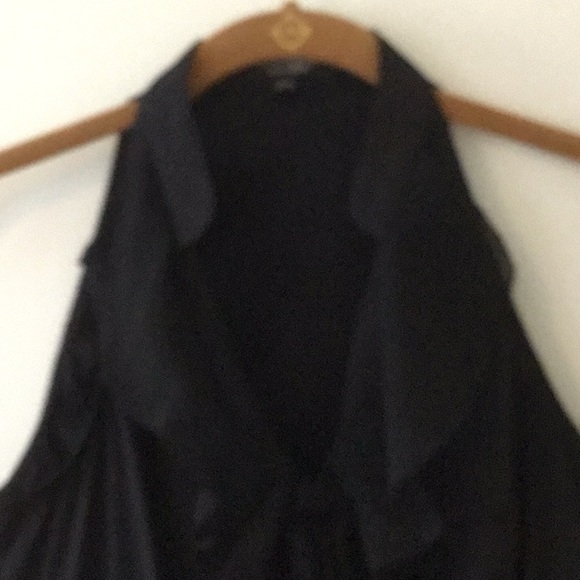 Express Elite Stretch Black Ruffle Top Blouse Sz Small - Picture 2 of 8